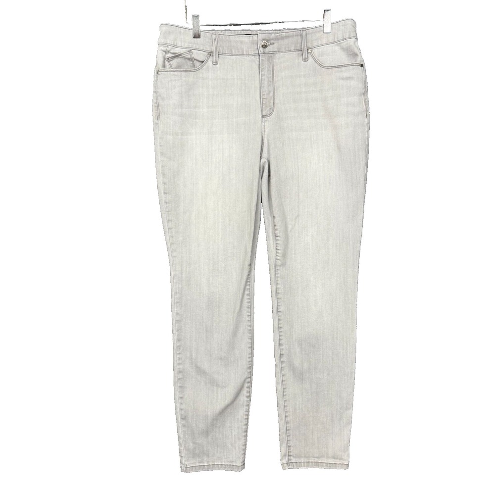 Chicos Jeans Womens 2.5 14R Grey Light Wash High Rise Slim Leg Cotton Stretch